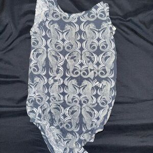 Kate Quinn Blue and White Seahorse Bamboo Bubble One Piece